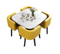 BritToyze Set di tavolo da pranzo e sedie, set di 4 tavolini salvaspazio in marmo, per soggiorno, ufficio, cucina, reception, mobili moderni e minimalisti, 80 x 80 x 75 cm (quadrato)