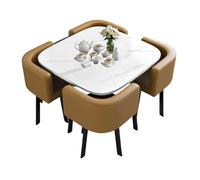 BritToyze Set di tavolo da pranzo e sedie, set di 4 tavolini salvaspazio in marmo, per soggiorno, ufficio, cucina, reception, mobili moderni e minimalisti, 80 x 80 x 75 cm (quadrato B)