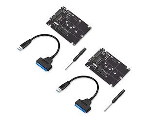 BRIUERG 2X M.2 NGFF o MSATA a SATA 3.0 Adattatore USB 3.0 a 2.5 SATA 2 in 1 Convertitore Reader Card con cavo
