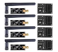 BRIUERG 4Pcs NRF24L01+PA+LNA Modulo Wireless con Antenna 1100 Metri di Lunga Distanza con NRF24L01 Wireless Module Adapter 3.3V