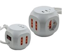 Multipresa a cubo con interruttore 5 posti + 2 USB + 1 Tipo C