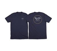 Brixton T-Shirt da Uomo Wheeler Standard, Uomo, T-Shirt Wheeler Standard, Blu Navy, M