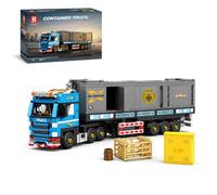 BrixVibe City Container Truck Engineering Semi-Trailer Building Set | Compatibile con veicoli Lego, Big Rig resistente con cabina staccabile e rimorchio da carico, regalo per ragazzi dai 14 anni