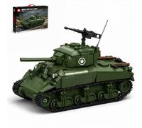 BrixVibe WW2 M4A1 Sherman Military Tank Building Set per adolescenti | Veicoli dell'esercito da collezione in scala 1:35 giocattolo da costruire e visualizzare, regalo ideale per appassionati di