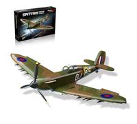 BrixVibe WW2 Supermarine Spitfire Mk.Ia Building Kitfor Teens | Modello di aereo da combattimento militare con espositore, compatibile con Lego, regalo ideale per gli appassionati di storia