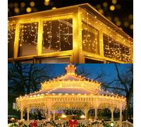 BrizLabs 480 LED Cascata Luci da Esterno, 19M Tenda Luminosa Bianco Caldo Natale Luci Stringa Esterno con 8 Modalità Nataliazie Catena Luminosa Decorazione per Feste, Finestra, Matrimonio, Blacone