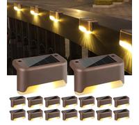 BrizLabs Luce Solare Esterno, 16 Pezzi Luci Solari per Recinzioni da Giardino LED Lampada da Scale Solare Impermeabile Illuminazione per Gradini Ponte Grondaie Cortile Garage Patio Passi, Bianco Caldo
