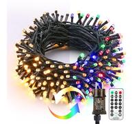 BrizLabs Luci Albero di Natale, 25M 200 LED Catena Luminosa Esterno Bianco Caldo Colorate Regulable 11 Modos Luci Natalizie Decoración con Control Remoto per Interno Matrimonio Fiesta, Cavo Verde