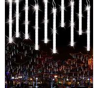 BrizLabs Luci Della Pioggia di Meteore, 10 Tubi 240 LED Luci Natale Esterno Impermeabile IP44 Catena Luminosa LED per Natalizie Albero del Giardino Festa di Nozze Interno Decorazione, Bianco Freddo