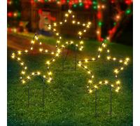 BrizLabs Luci di Ramadan da Esterno Stella, Set di 3 Luce Ramadan a Stella da Giardino con Timer 90 LED Impermeabile Metallo Illuminazione Decorazioni Eid Mubarak per Balcone Matrimonio, Bianco Caldo