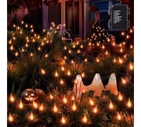 BrizLabs Luci Halloween per Esterno, Set di 3 Luce Decorazioni Autunnali 30 LED Candela Giardino Illuminazione Arancia Batteria con Timer, Impermeabile 8 Modalità Lampada per Natale Ringraziamento