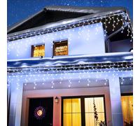 BrizLabs Luci Natale Esterno Cascata, 35M 1000 LED Spina Luci da Esterno Stringa Luci con 8 Modalità Impermeabile Luci di Natale per Festa, Balcone, Tetto, Giardin, Matrimoni, Bianco Freddo