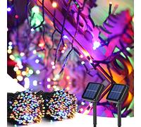BrizLabs Luci Natale Esterno Solare, 2 Pezzi 22M 200 LED Catena Luminosa Esterni Solari Luci Stringa Natalizie Impermeabile 8 Modalità per Giardino Patio Balcone Albero Matrimonio Festa, Colorate