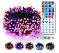 BrizLabs Luci Natalizie Esterni, 10M 100 LED USB Luci Colorate per Interni Cambiano Colore RGB Decorazione Natalizia Impermeabile con Telecomando Timer per Giardino Albero Camera Festa Halloween