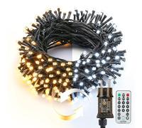 BrizLabs Luci Natalizie Esterno, 25M 200 LED Catena Luminosa Esterno Bianco Caldo Bianco Freddo Regulable 11 Modos Luci Stringa Decoración con Control Remoto per Interno Matrimonio Fiesta, Cavo Verde