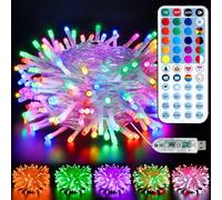 BrizLabs Luci Natalizie per Interni, 10M 100 LED USB Luci Colorate per Esterni Cambiano Colore RGB Decorazione Natalizia Impermeabile con Telecomando Timer per Giardino Albero Camera Festa Halloween