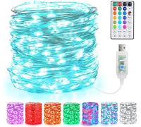 BrizLabs Regalo per La Mamma Stringa Luci RGB, 10m 100 LED 18 Multicolore che Cambiano Colore USB Ghirlanda Luminose Colorata con Telecomando Interni Luci Filo d'argento Decorative per Esterni