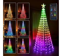 BrizLabs Smart Luci Albero di Natale con Stella, 265 LED RGB Cono di Luce Albero Esterno Interno Catena Luminosa da Natalizie Decorazioni, Controllato APP (188cm)