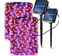 Brizled Luci di Halloween arancioni e viola, confezione da 2 pezzi per un totale di 23,8 m, 240 LED arancioni, luci solari viola per Halloween, 8 modalità, luci per Halloween arancioni scintillanti