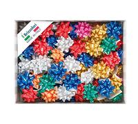 BRIZZOLARI - 00163300 - Stelle di nastro liscio 6800 - 10 mm x diam. 5 cm - colori natalizi assortiti - Brizzolari - conf. 100 pezzi - 88217 - Conf. da 1 Pz. - 00163300