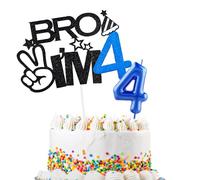 Bro I'm 4 Cake Topper & Happy Birthday Numero 4 Candela per Ragazzi Compleanno Torta Forniture Grande Fratello 4° Compleanno Decorazioni