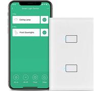 BroadLink - Interruttore a parete Smart Touch, 2 canali - Singolo - Senza filo neutro o condensatore, funziona con Alexa Google Home, è necessario un Hub