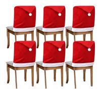 BROADREAM Set di 6 coprisedie Natalizie, con Cappello di Babbo Natale, coprisedia Elasticizzati, coprisedia Rimovibile, Design Natalizio per Tavolo da Pranzo, Decorazione Natalizia