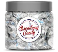 Broadway Candy Kisses Original - Barattolo per dolci americani confezionati singolarmente, 600 g, cioccolatini color argento, circa 120 pezzi