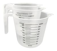 Brocca di misurazione in plastica, tazza di misurazione della cucina trasparente senza BPA BPA con manico per cottura, cottura, ingredienti liquidi/1L/500 ml/250 ml
