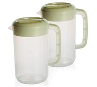 Brocca di plastica da 2 pezzi con coperchio, marchio di misurazione trasparente da 1 gallone con manico di comfort, brocca d'acqua multifunzionale capiente per casa, feste, ristoranti con coperchio