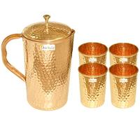 Brocca di rame puro e 4 bicchieri d'acqua indicati, prodotto unico per la guarigione ayurvedico, capacità di 1,6 litro