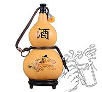 Brocca di Zucca Naturale, Bottiglia Sake Anti Infiltrazione Cera D'api con Tappo Gomma, Borraccia Facile Pulire per Campeggio, Acqua E Vino Portatili All'aperto, Zucca Medicinale,750ml