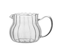 Brocca for latte in vetro a strisce da 2 pezzi, tazza for caffè, tè, separatore, brocca for schiuma di trasparente, con manico per Latte con Coperchio(12.2 * 7.5cm)