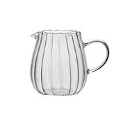 Brocca for latte in vetro a strisce da 2 pezzi, tazza for caffè, tè, separatore, brocca for schiuma di trasparente, con manico per Latte con Coperchio(11.5 * 8.8cm)