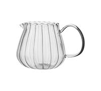 Brocca for latte in vetro a strisce da 2 pezzi, tazza for caffè, tè, separatore, brocca for schiuma di trasparente, con manico per Latte con Coperchio(10.5 * 9.3cm)