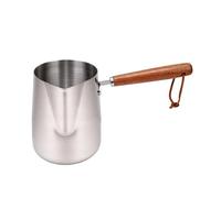 Brocca for schiuma di latte Tazza for montalatte in acciaio inossidabile 304 con beccuccio for manico in legno for burro fuso for olio riscaldante for caffè artistico(600ml)