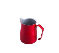 Brocca for schiumare il latte in acciaio inossidabile da 2 pezzi versare sopra bollitore for caffè Tazza for fumante for espresso, perfetta for Latte Art per Latte con Coperchio(Red,500ml)