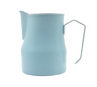 Brocca for schiumare il latte in acciaio inossidabile da 2 pezzi versare sopra bollitore for caffè Tazza per Latte con Coperchio(Blue,500ml)