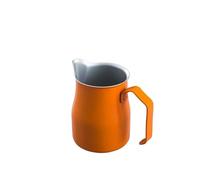Brocca for schiumare il latte in acciaio inossidabile da 2 pezzi versare sopra bollitore for caffè Tazza for fumante for espresso, perfetta for Latte Art per Latte con Coperchio(Orange,350ml)