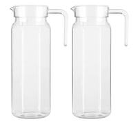 Brocca in Acrilico, Brocca in Acrilico Trasparente Ottagonale da 1, 1 L con Maniglia del Coperchio per Tè, Succo di Limonata, Latte, da Frigo Trasparente con Coperchio