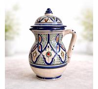 Brocca in Ceramica Marocchina Dipinta a Mano con Tappo da 1 Litro 3012251402 Tunisia Turchia Etnico del Mondo
