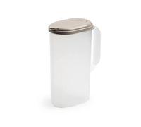Brocca in plastica per bevande, trasparente, 2 litri, con coperchio dosatore, linea di misura, adatta per frigorifero e lavastoviglie, 24,5 x 19 x 9 cm (Beise)
