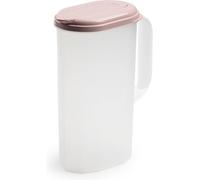 Brocca in plastica per bevande, trasparente, 2 litri, con coperchio dosatore, linea di misura, adatta per frigorifero e lavastoviglie, 24,5 x 19 x 9 cm (rosa bastone)