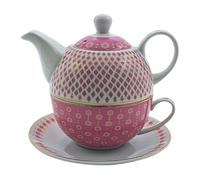 Brocca in porcellana, tea for one Set, caraffa da portata per tè, teiera, servizio da tè, tazza da tè con teiera, set da teiera, effetto retrò con tazza da tè in porcellana rosa e oro, lunghezza 15 x