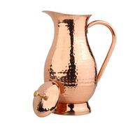 Brocca in puro rame con coperchio, grande brocca d'acqua martellata in rame massiccio, capacità 60 oz/1800 ml, caraffa in rame per casa, hotel e ristoranti