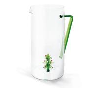 Brocca in vetro borosilicato con manico colorato in confezione regalo. Capacità: 1,2 litri. Figurina: Albero di Natale
