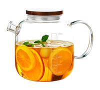 Brocca in vetro con coperchio e beccuccio, brocca per acqua in vetro da 40 once, caraffa in vetro per acqua calda/fredda, brocca in vetro da 1200 ml per frigorifero, teiera in vetro, grande brocca per