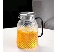 Brocca in Vetro da 1,5/1,8 Litri con Coperchio E Manico, Brocca per Acqua in Vetro, Caraffa in Vetro Borosilicato Senza Piombo, Teiera E Latte alla Limonata, Stainless Steel Lid, 1500ml