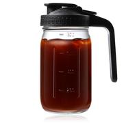 Brocca in vetro Mason con bocca larga e manico, brocca per acqua in vetro con coperchio da 32 once, brocca per latte materno per tè freddo, succo e caffè freddo