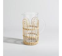 Brocca in vetro trasparente e rattan da 1,2 l